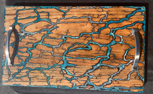 Sliver/Blue Serving Platter